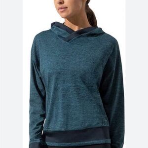 Mondetta Blue Green Hooded Pullover Sweatshirt Women’s